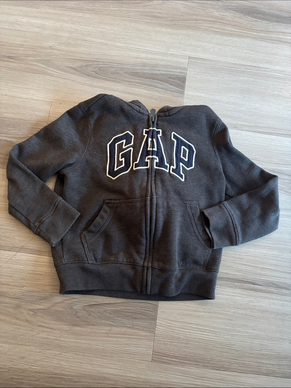 GAP Kids Dark Charcoal Zip Hoodie with White Logo